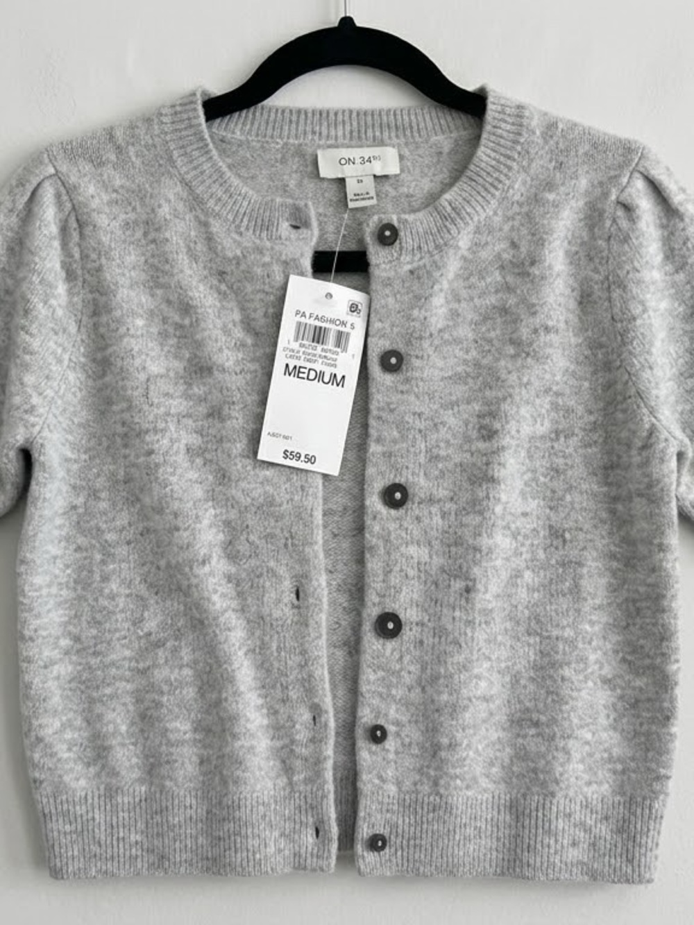 On 34th Macys Light Gray Button-Front Cardigan Jacket - Medium short sleeve